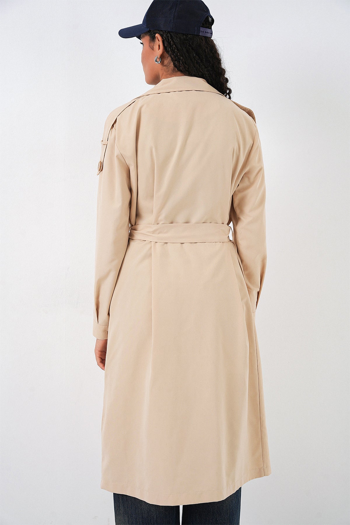 Kadın Kruvaze Yaka Trençkot 5978 - Bej