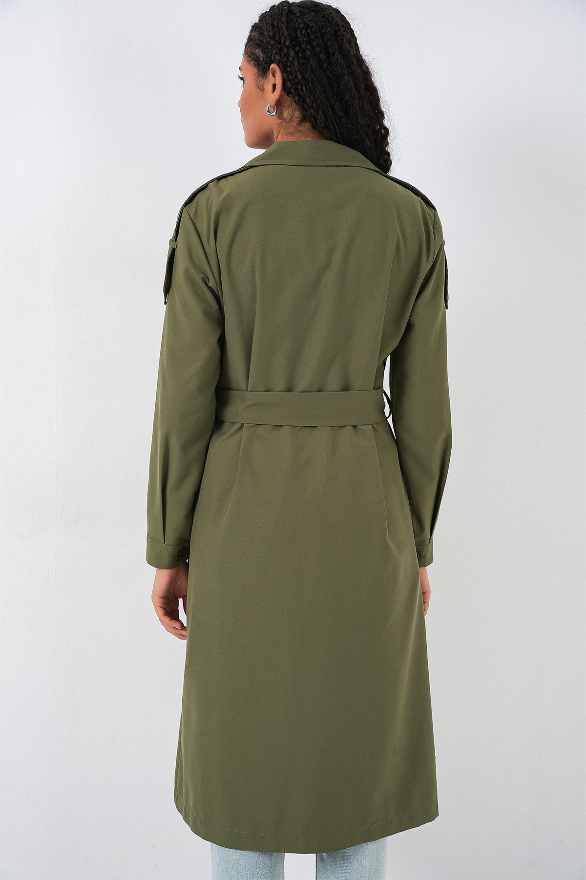 Kadın Kruvaze Yaka Trençkot 5978 - Haki
