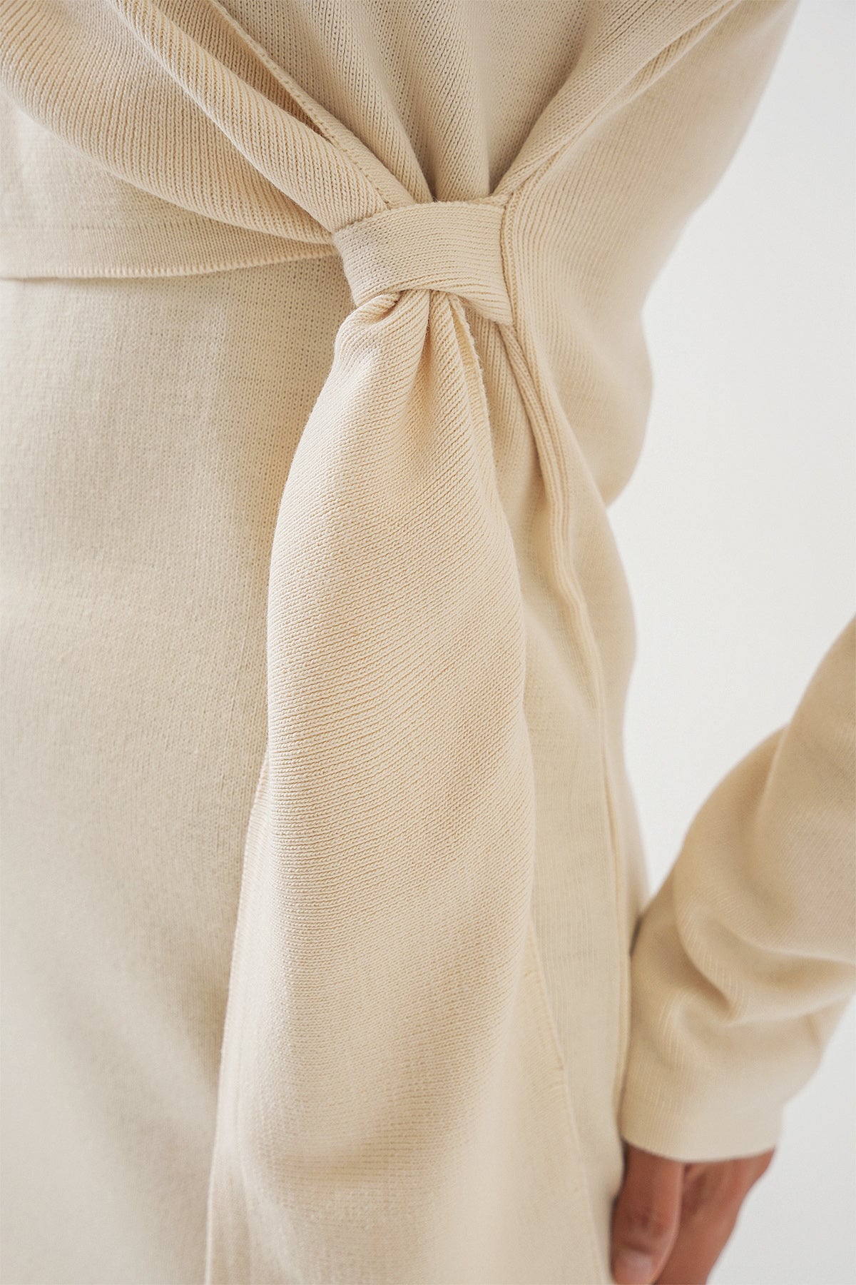 Kadın Kruvaze Yaka Triko Elbise 15928 - Ekru