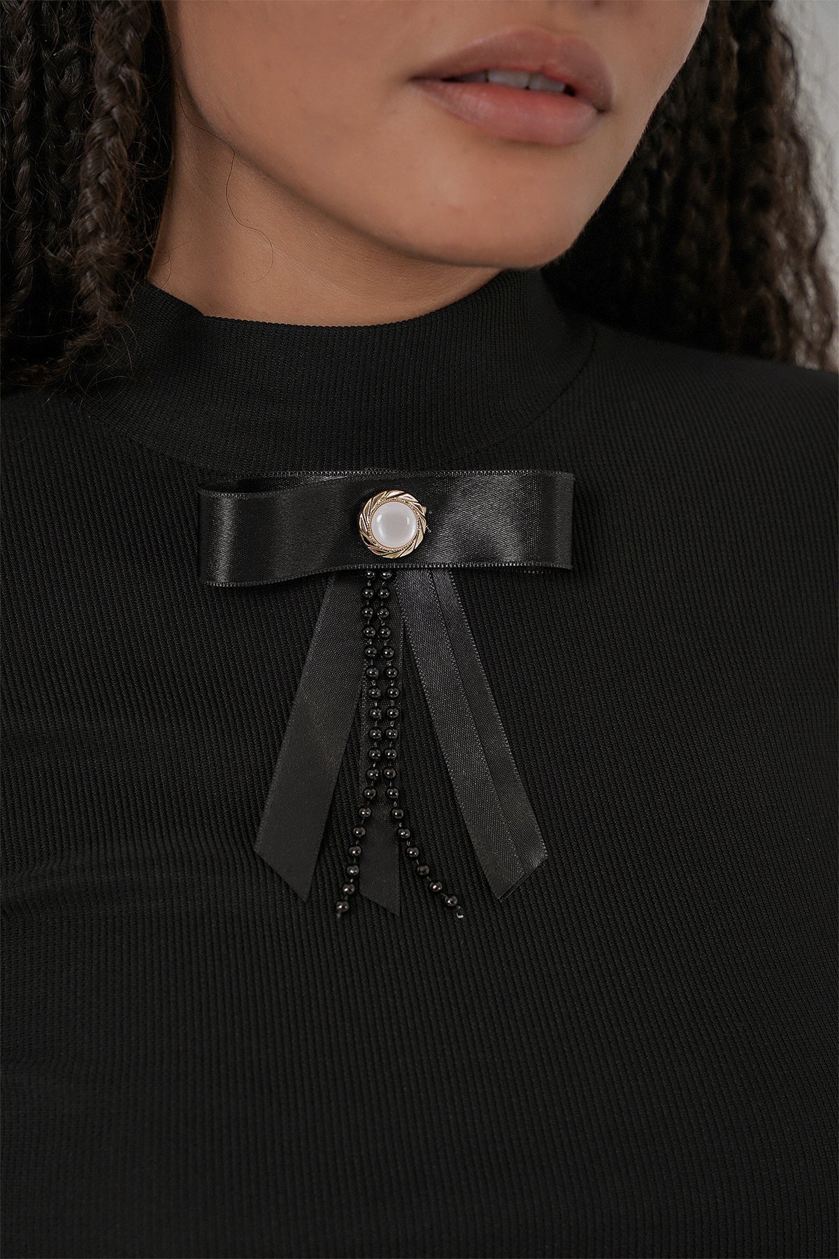 Kadın Kurdale Detay Uzun Kollu Bluz 977 - Siyah