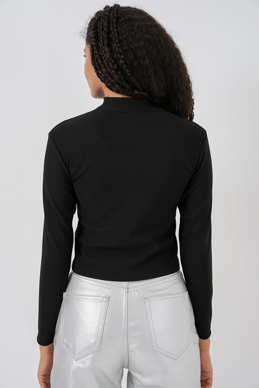 Kadın Kurdale Detay Uzun Kollu Bluz 977 - Siyah