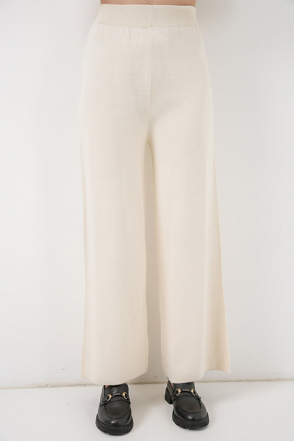 Kadın Nakışlı Triko Hırka Pantolon İkili Takım 15963 - Ekru