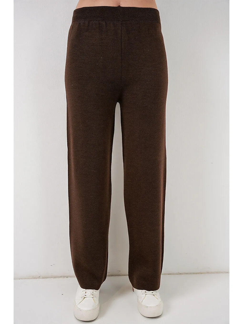 Kadın Nakışlı Triko Hırka Pantolon İkili Takım 15963 - Kahverengi