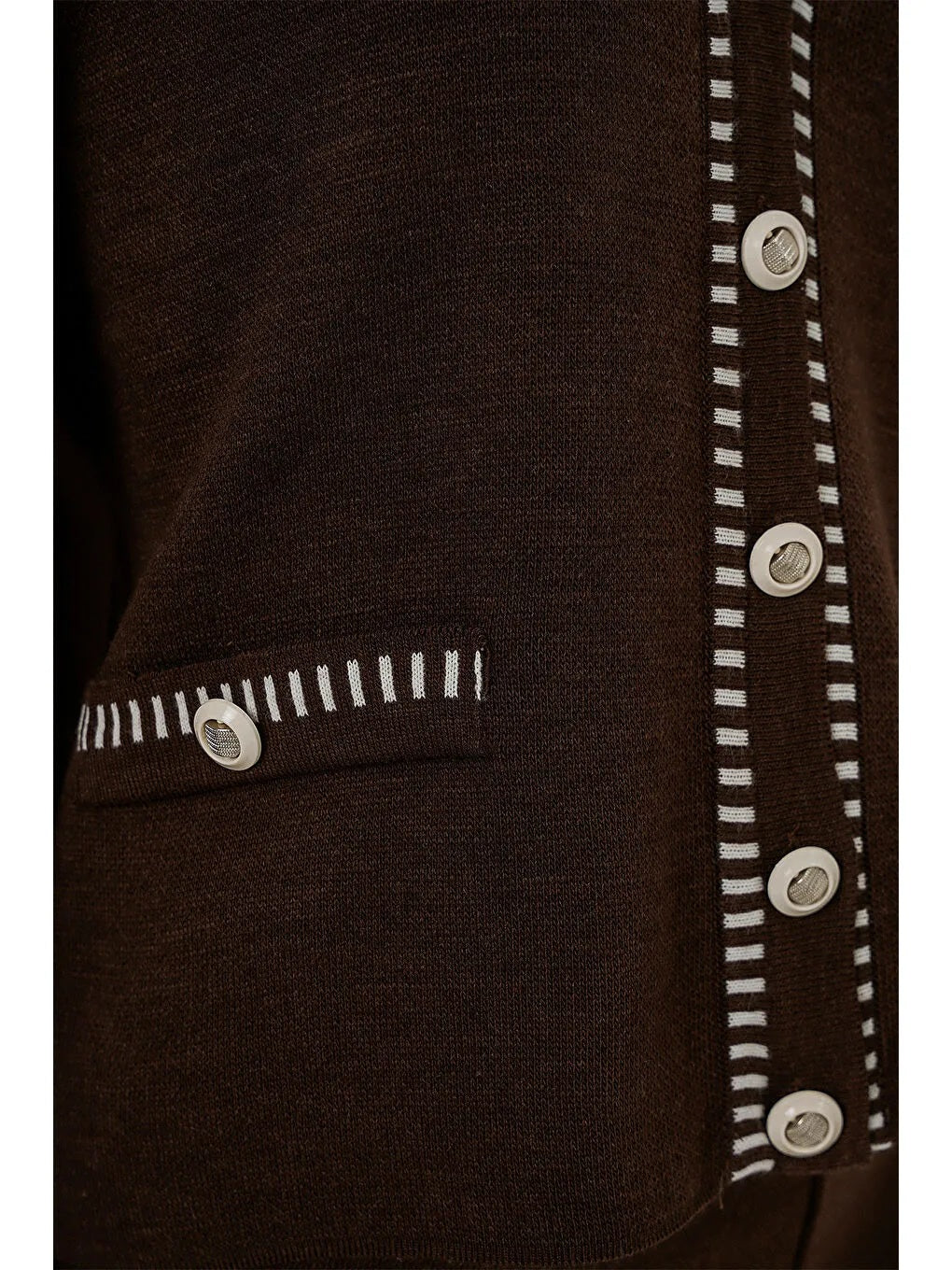 Kadın Nakışlı Triko Hırka Pantolon İkili Takım 15963 - Kahverengi