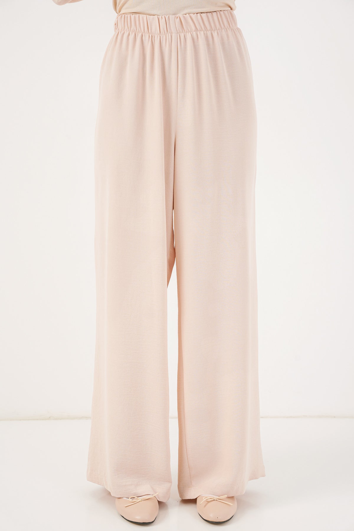 Kadın Önü Bağcıklı Tunik Pantolon İkili Takım 6744 - Krem