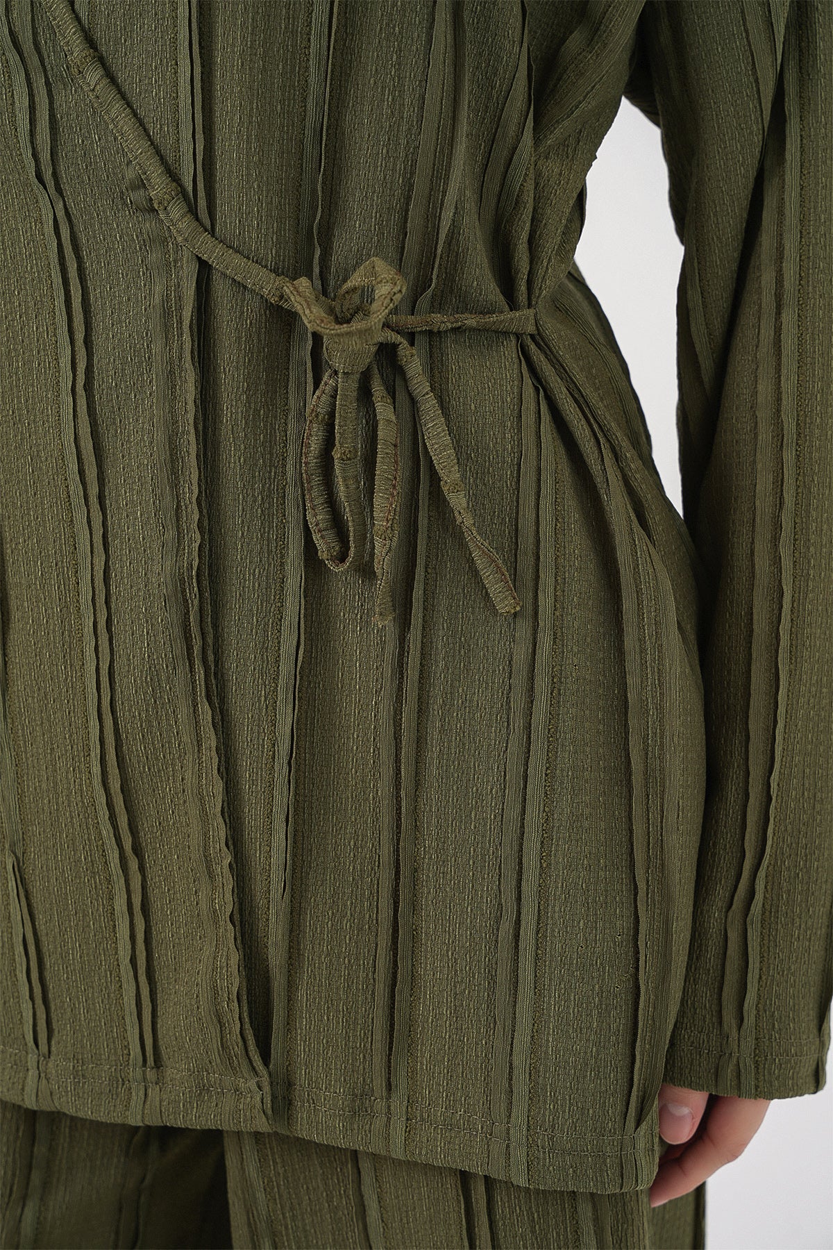 Kadın Örme Kimono Pantolon İkili Takım 30067 - Haki