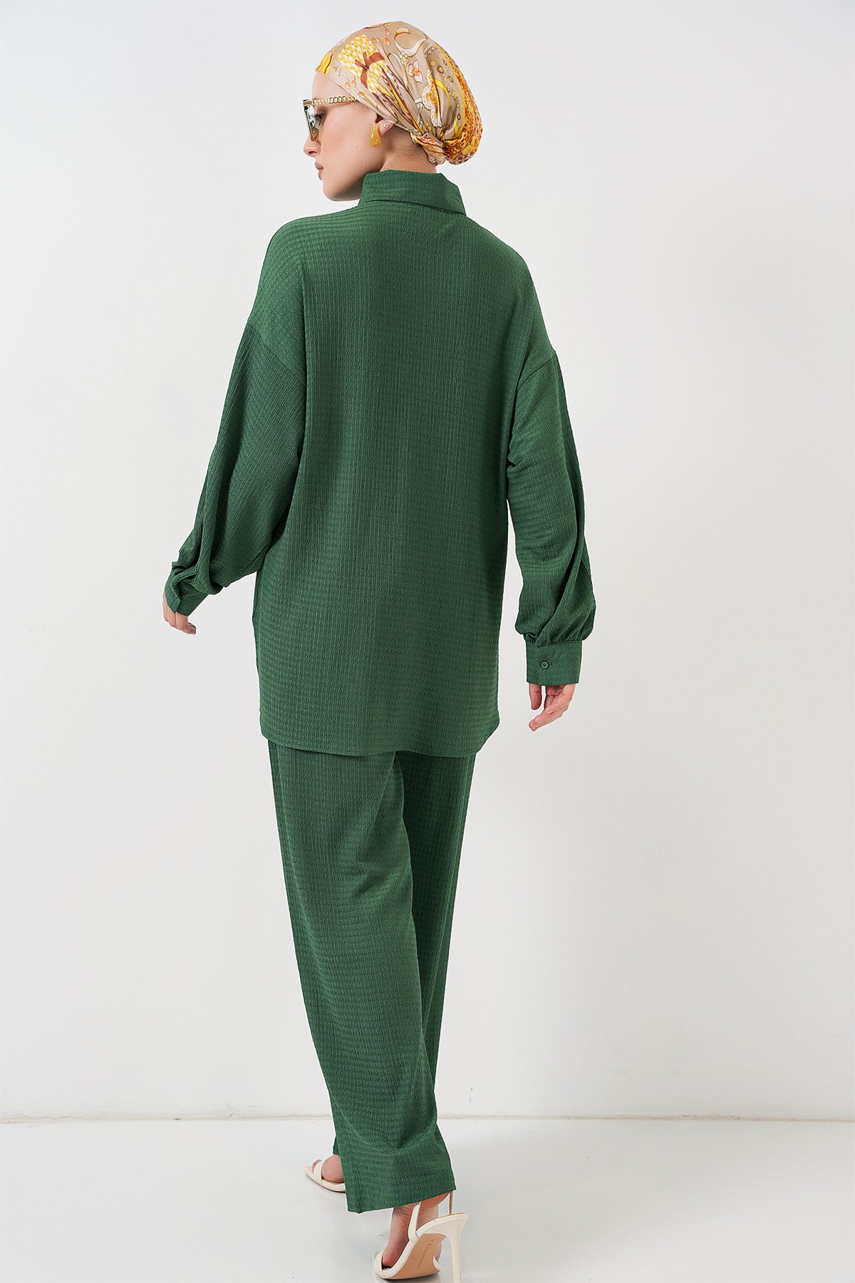 Kadın Örme Tesettür Alt Üst Takım 6711 - Zümrüt Yeşili