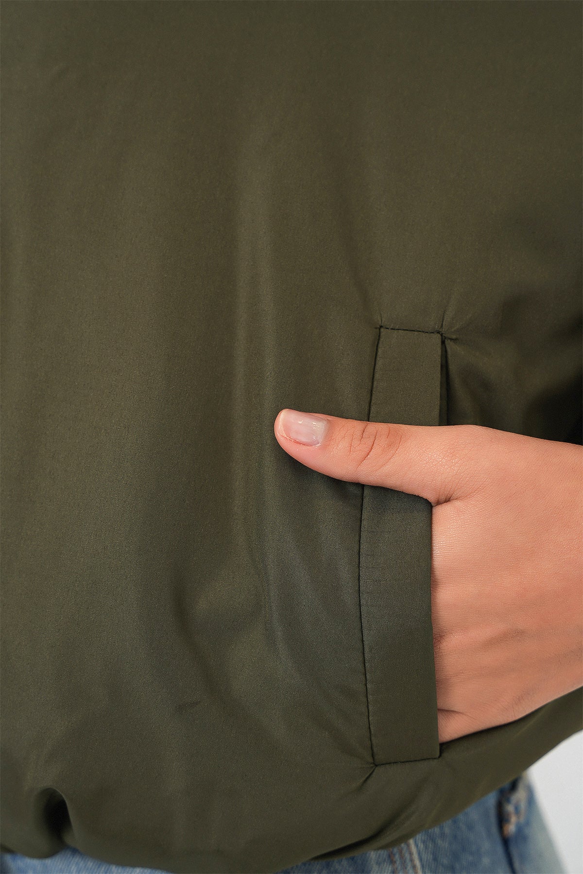 Kadın Oversize Bomber Şişme Mont 5124 - Haki