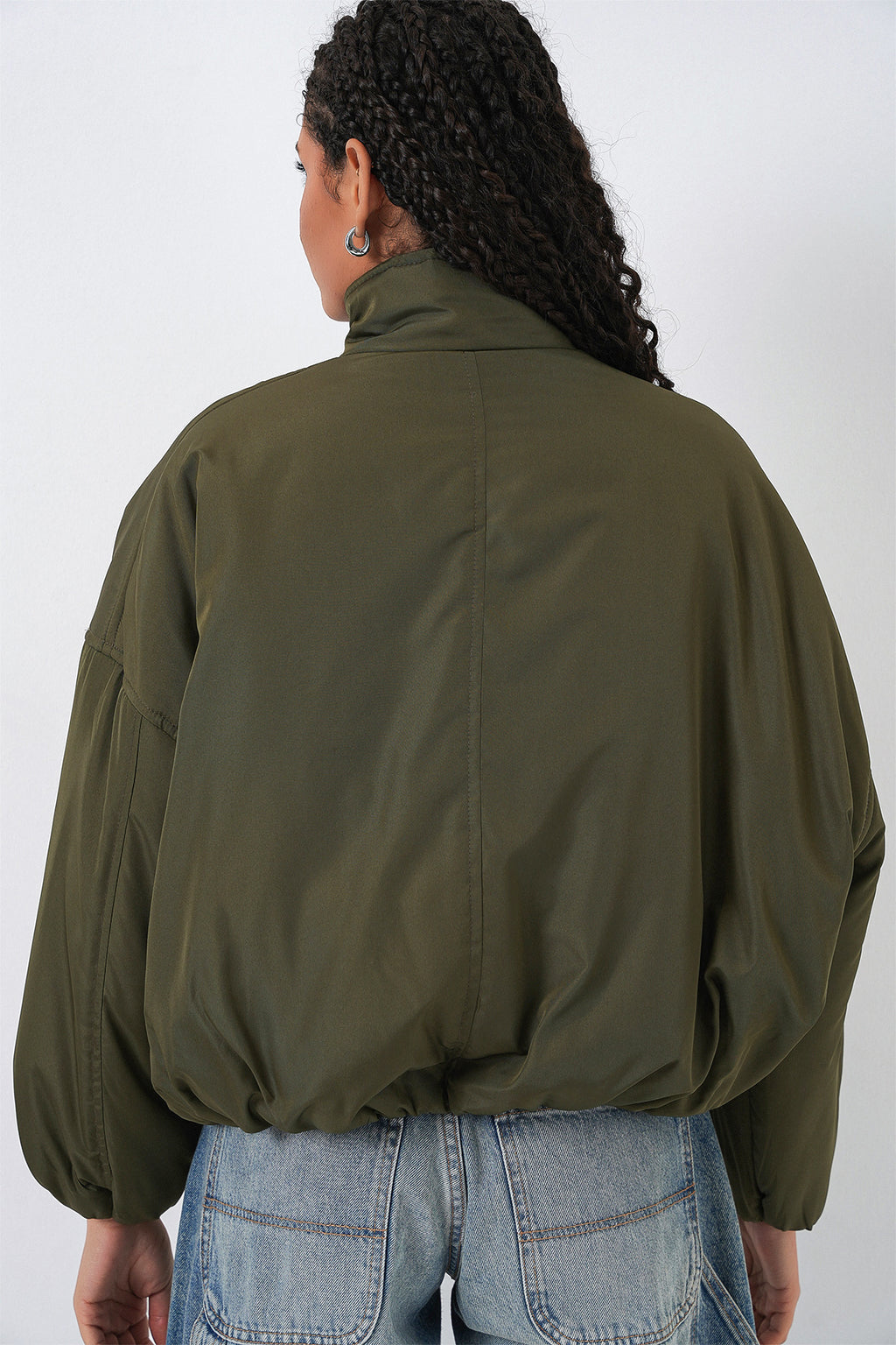 Kadın Oversize Bomber Şişme Mont 5124 - Haki