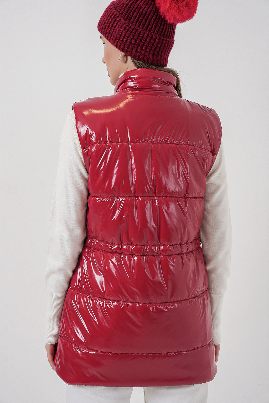 Kadın Parlak Şişme Yelek 5218 - Kırmızı