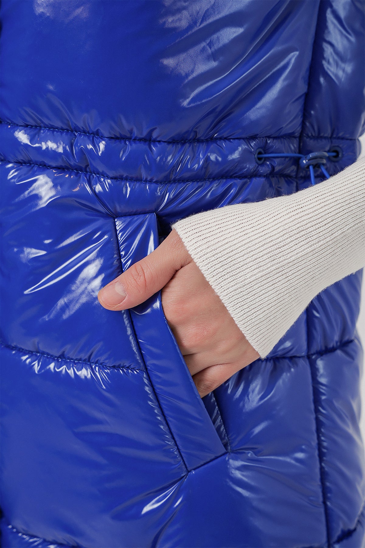 Kadın Parlak Şişme Yelek 5218 - Saks