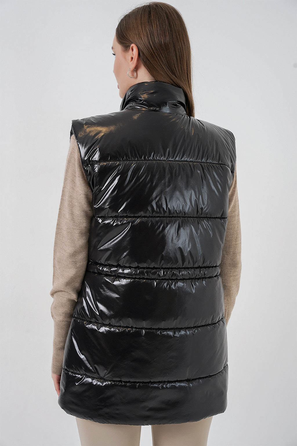 Kadın Parlak Şişme Yelek 5218 - Siyah