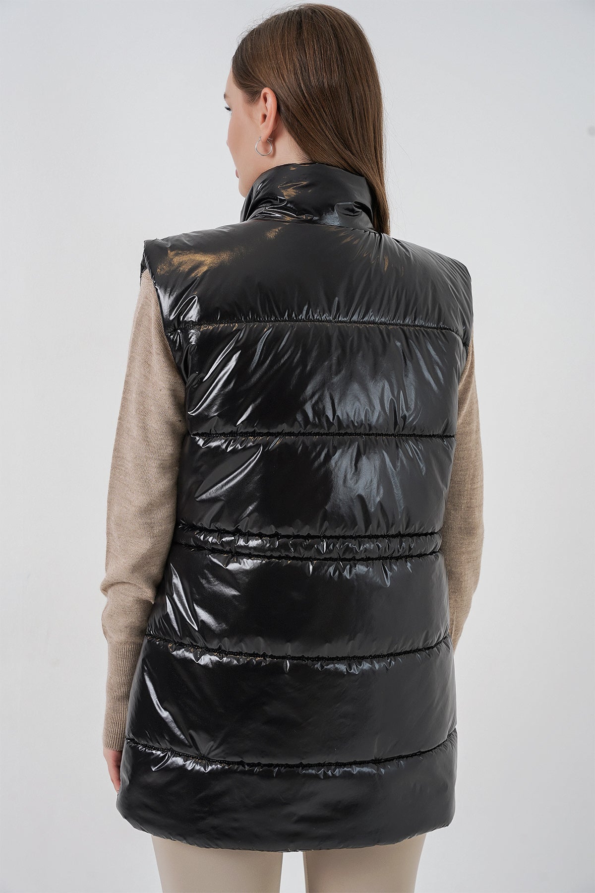 Kadın Parlak Şişme Yelek 5218 - Siyah