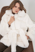 Kadın Peluş Kürk Mont 5234 - Ekru
