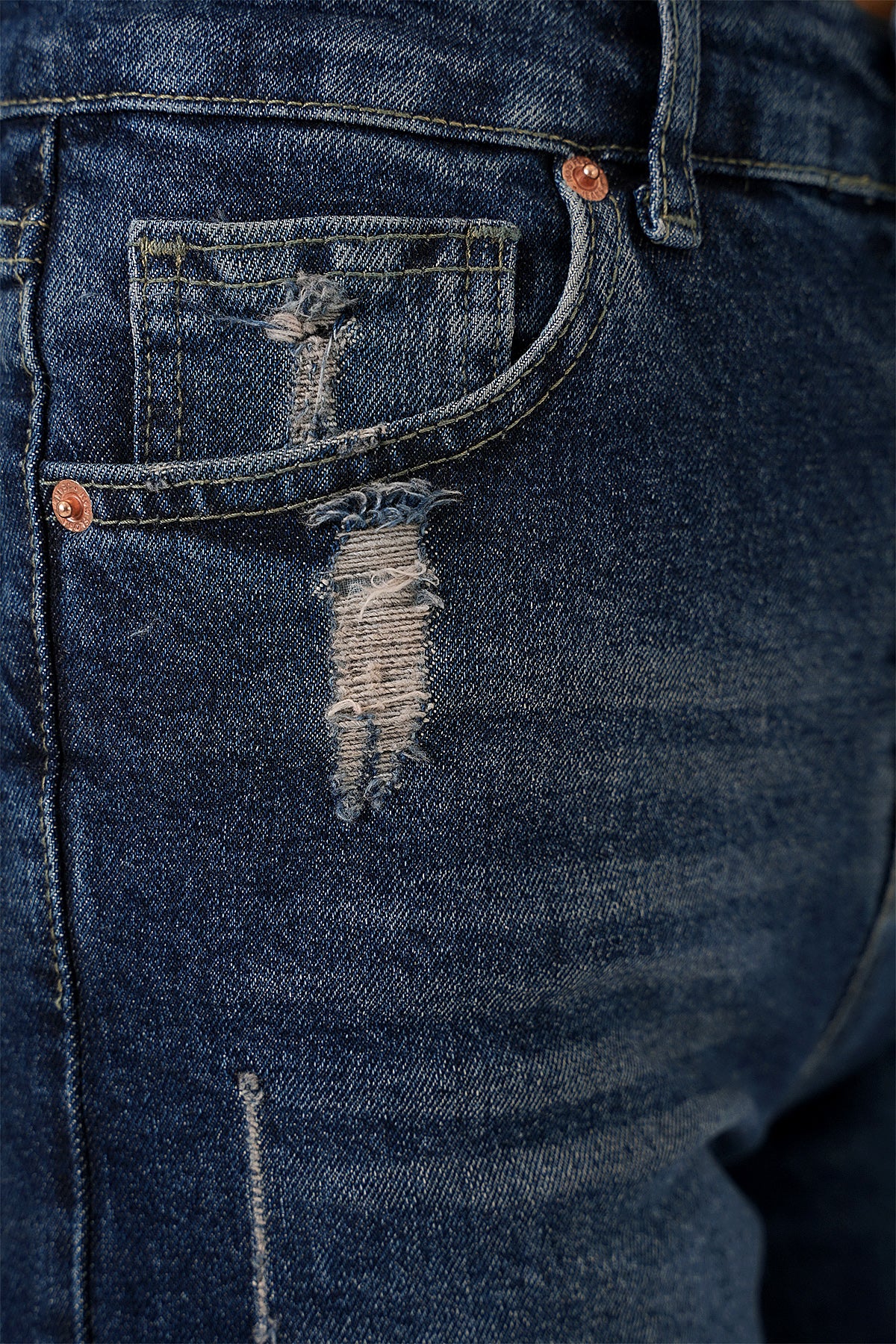 Kadın Püsküllü Kot Şort 5338 - Lacivert