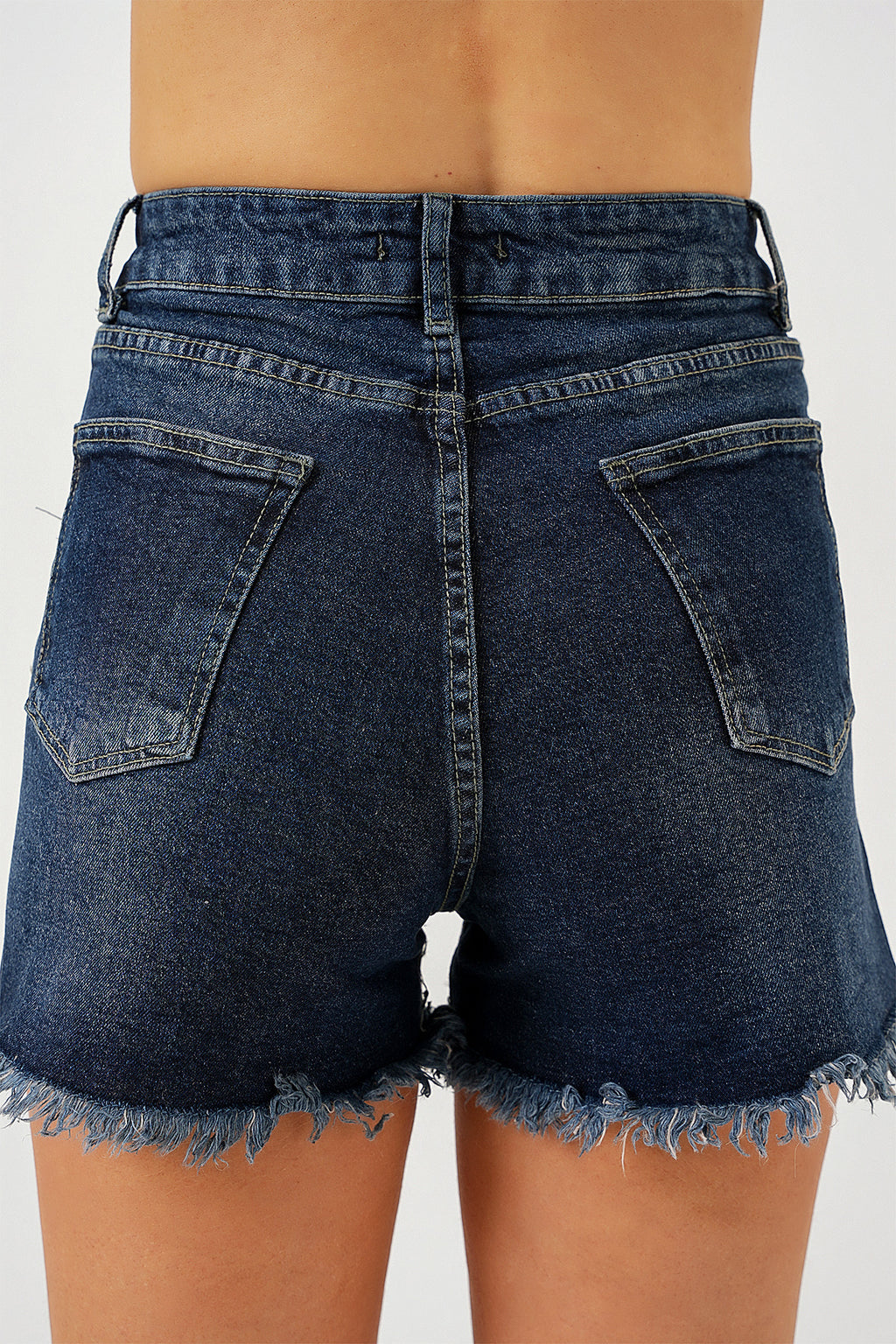 Kadın Püsküllü Kot Şort 5338 - Lacivert