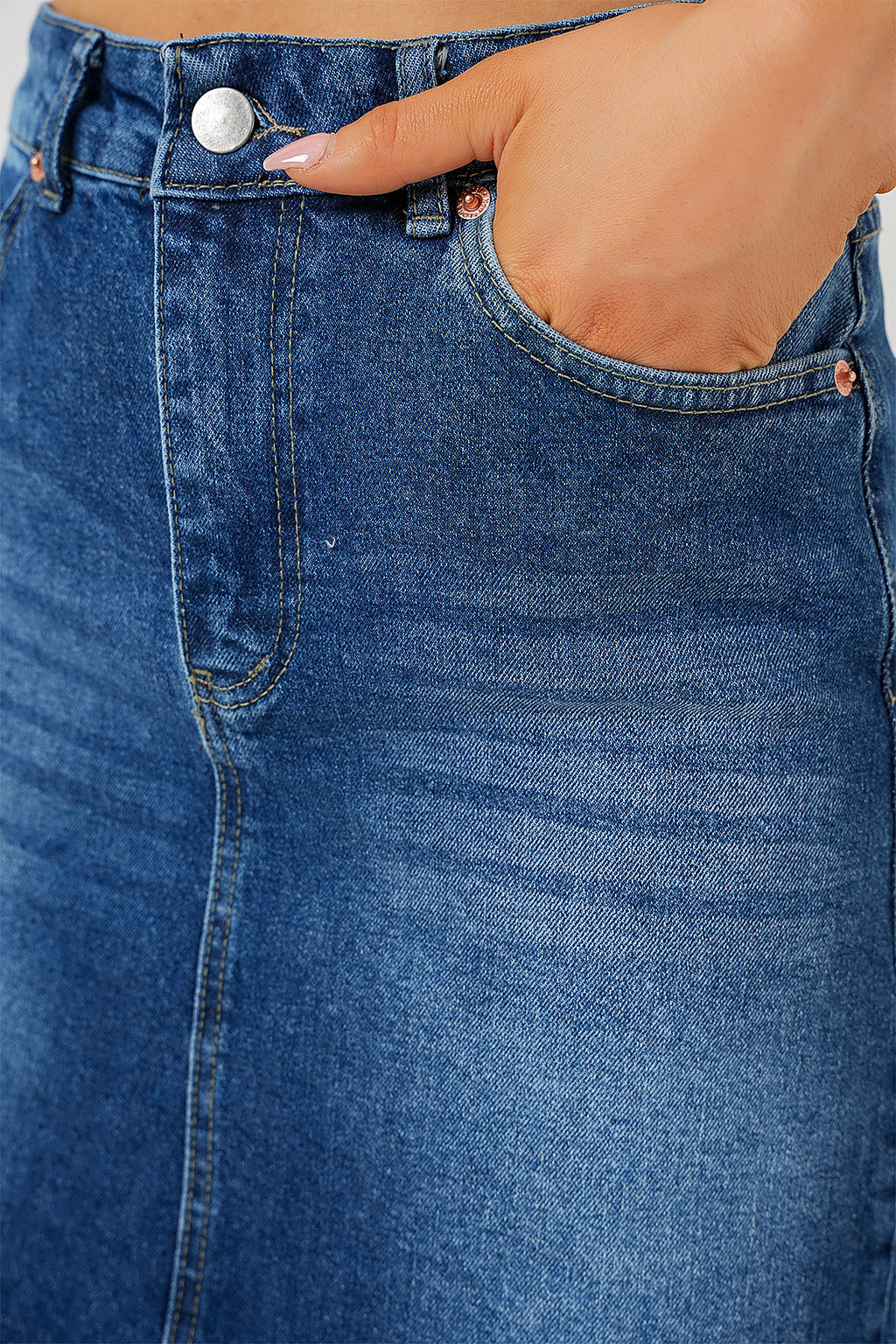 Kadın Püsküllü Mini Kot Etek 8051 - Lacivert