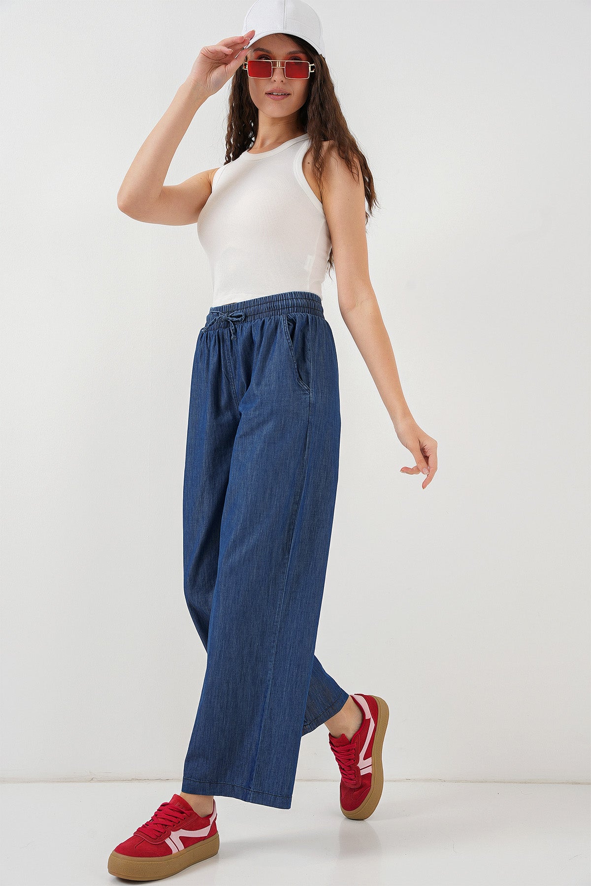 Kadın Rahat Kalıp Kot Pantolon 6707 - Lacivert