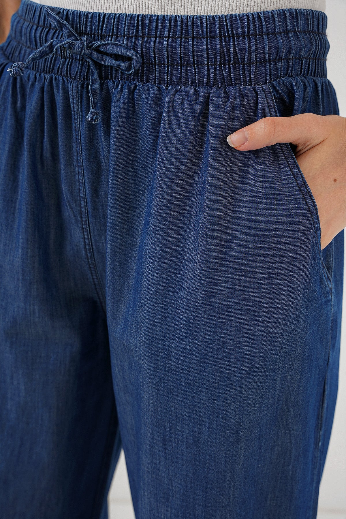 Kadın Rahat Kalıp Kot Pantolon 6707 - Lacivert