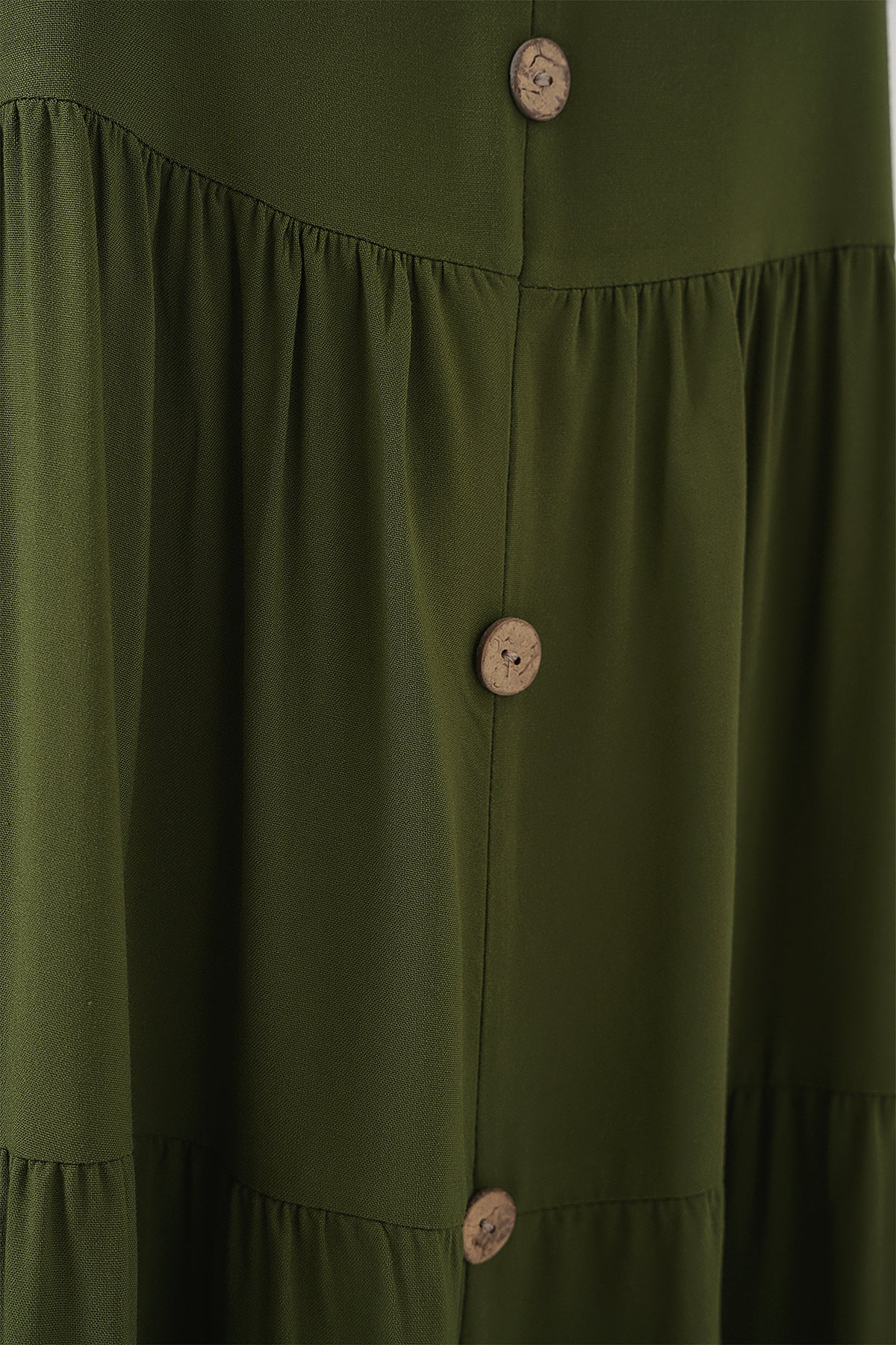 Kadın Sıfır Kol Düğmeli Kısa Elbise 2571 - Haki