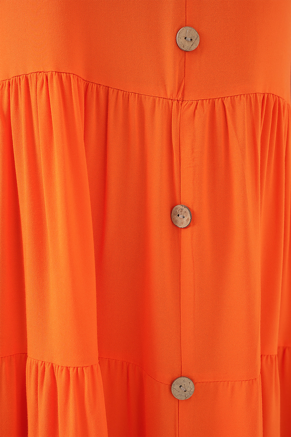 Kadın Sıfır Kol Düğmeli Kısa Elbise 2571 - Turuncu