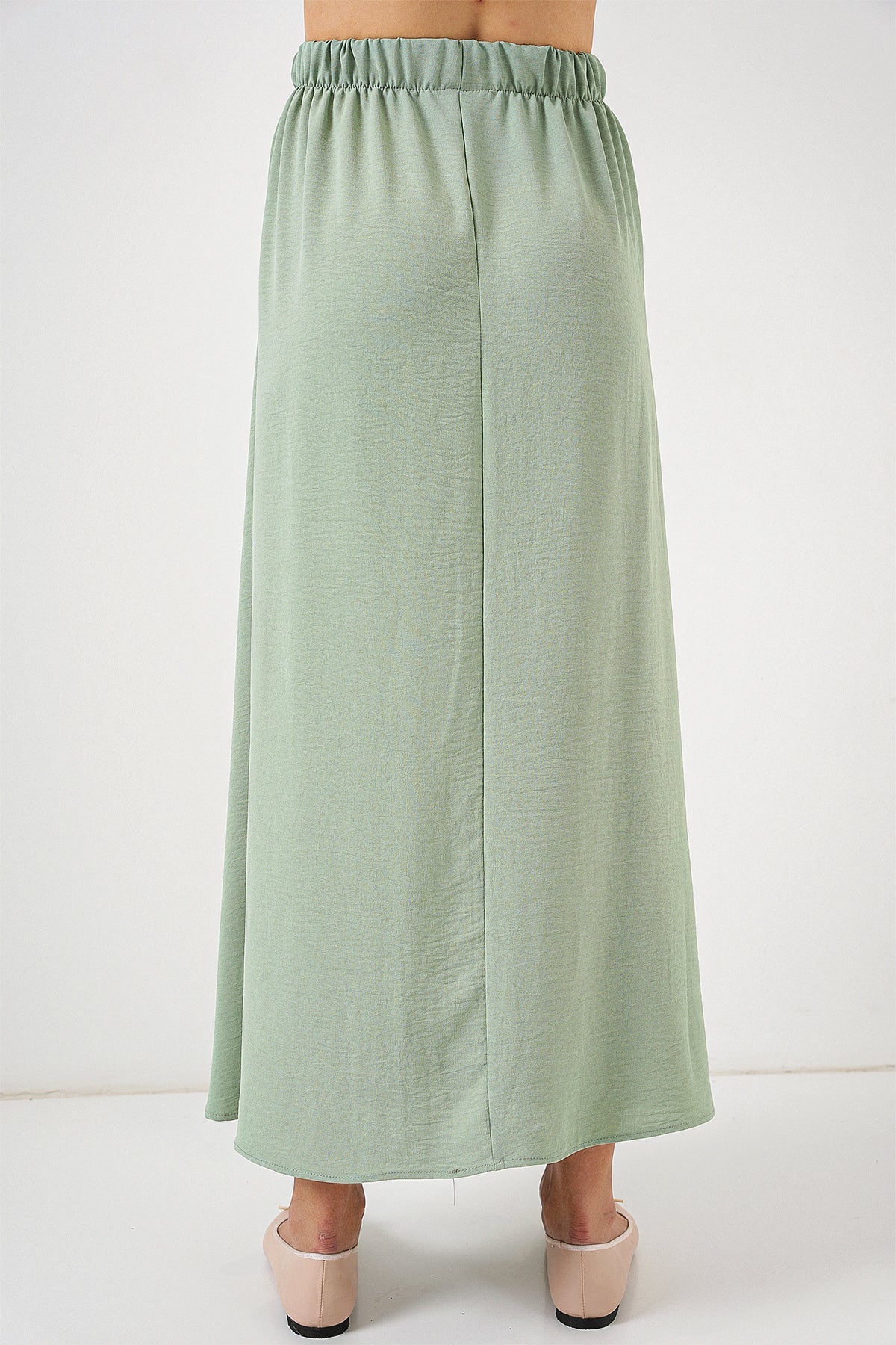 Kadın Uzun Ayrobin Etek 8050 - E.Yeşil