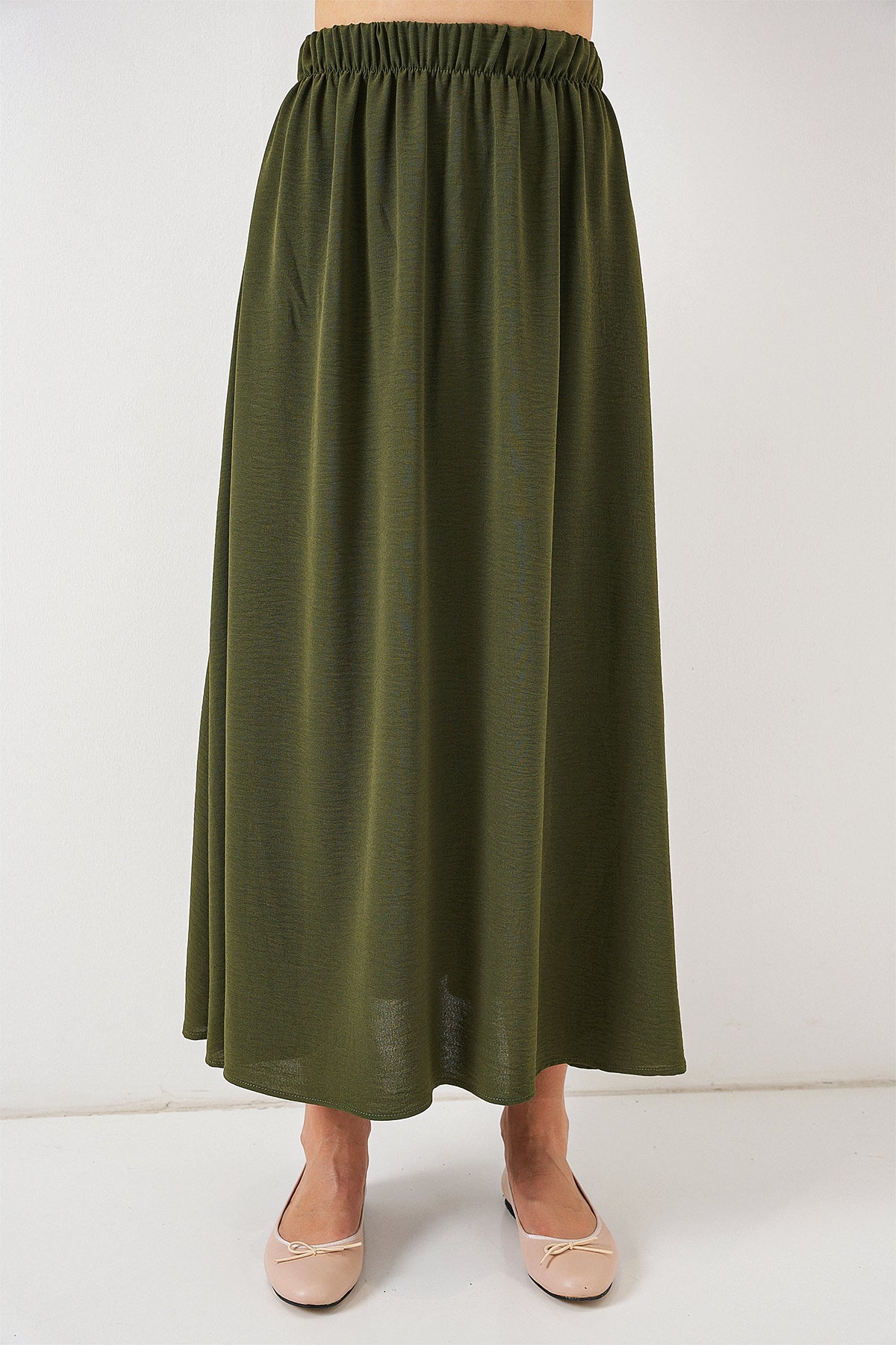 Kadın Uzun Ayrobin Etek 8050 - Haki
