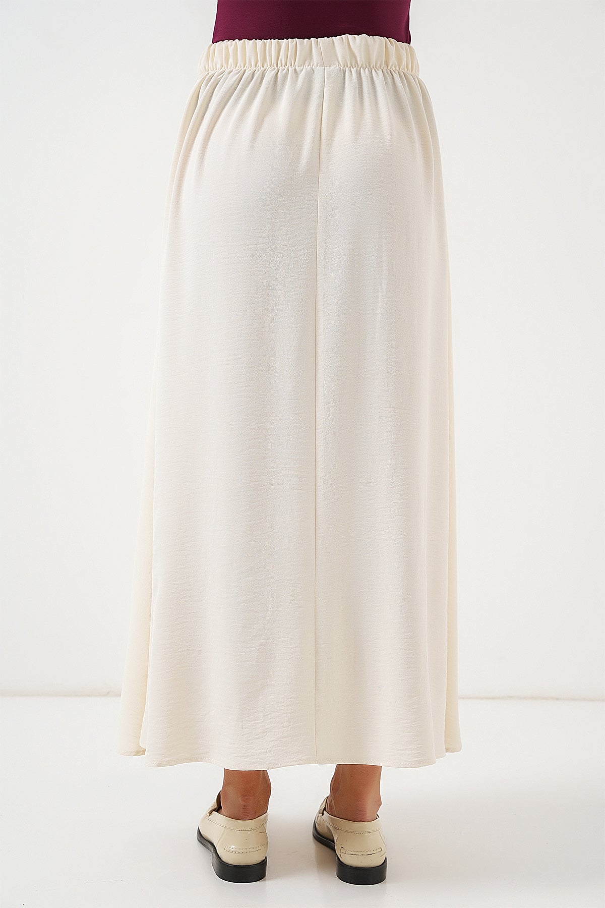 Kadın Uzun Ayrobin Etek 8050 - Krem