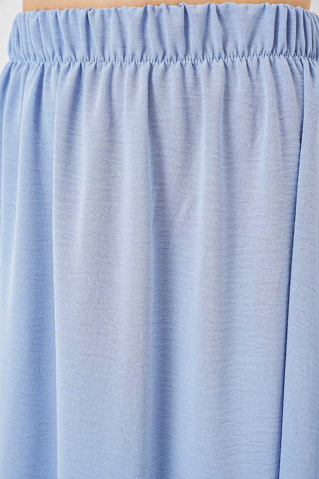 Kadın Uzun Ayrobin Etek 8050 - Mavi