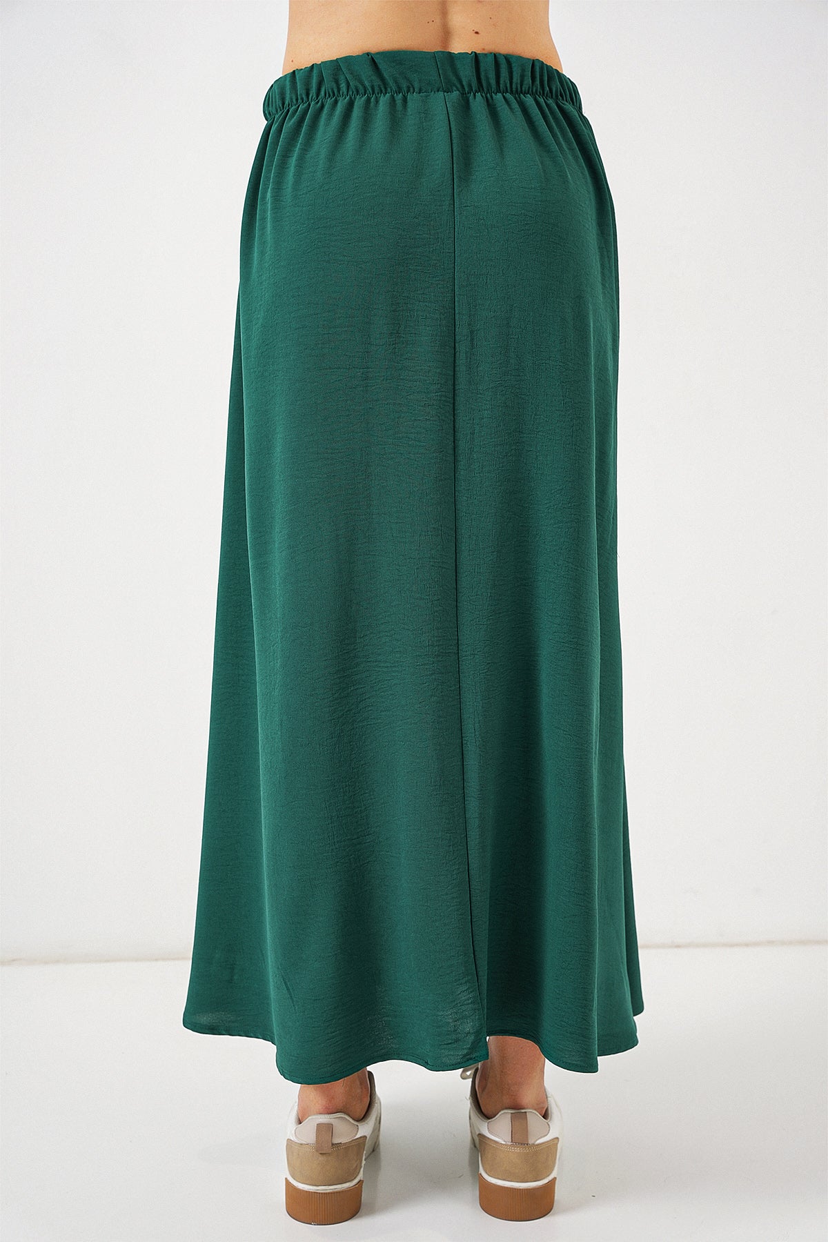 Kadın Uzun Ayrobin Etek 8050 - Zümrüt Yeşili
