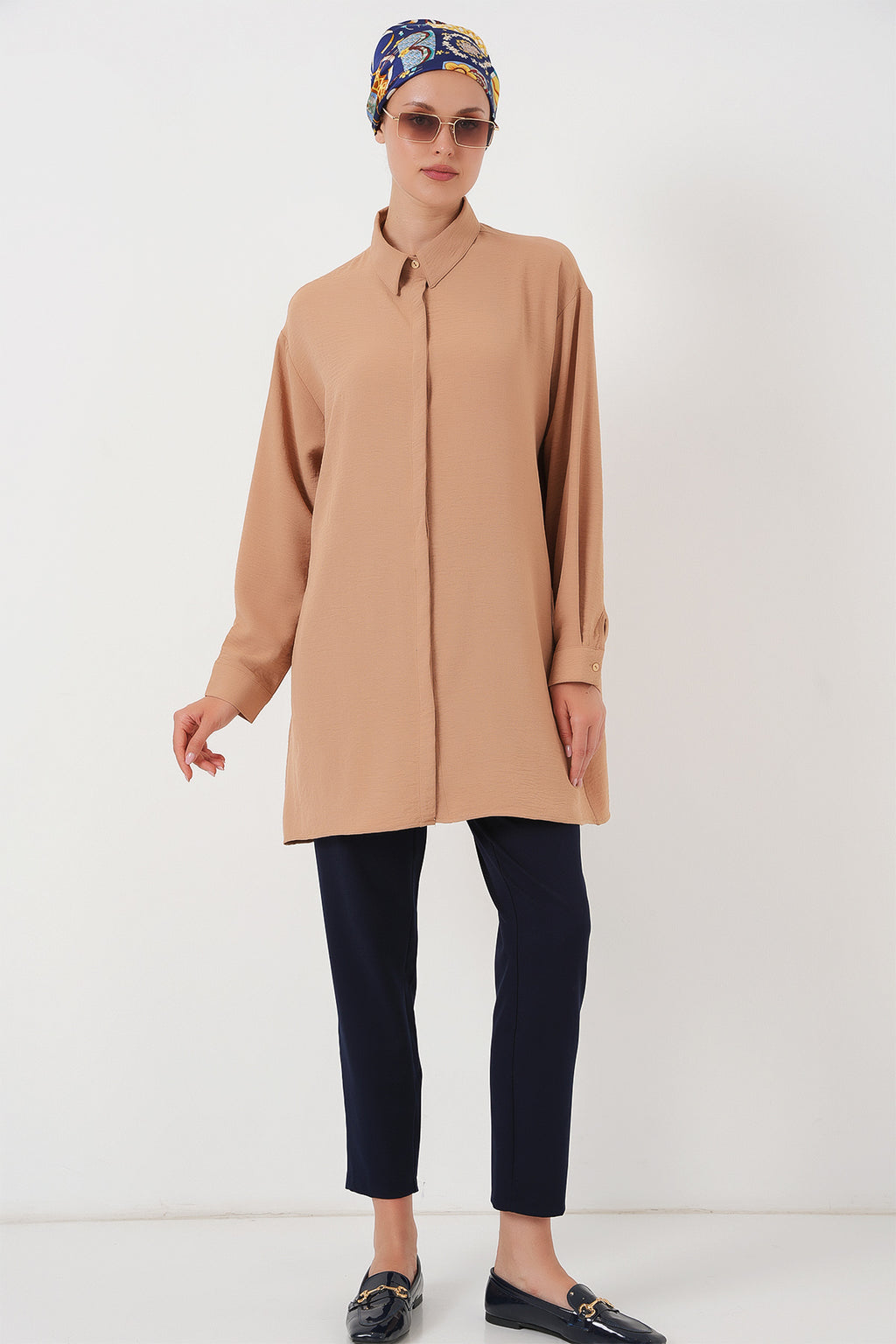 Kadın Uzun Gömlek Tunik 5945 - Bisküvi