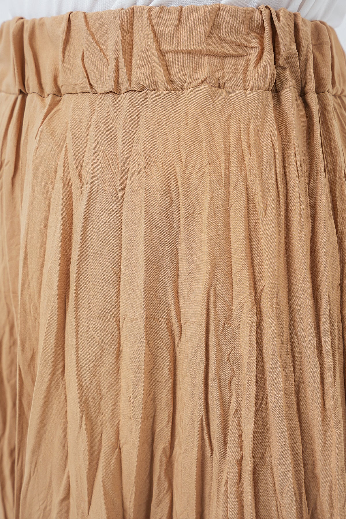 Kadın Uzun Kırışık Etek 8042 - Bisküvi