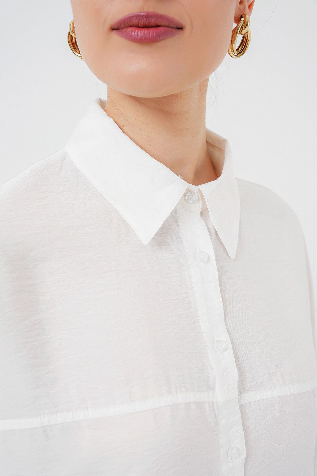 Kadın Uzun Oversize Gömlek 5965 - Beyaz