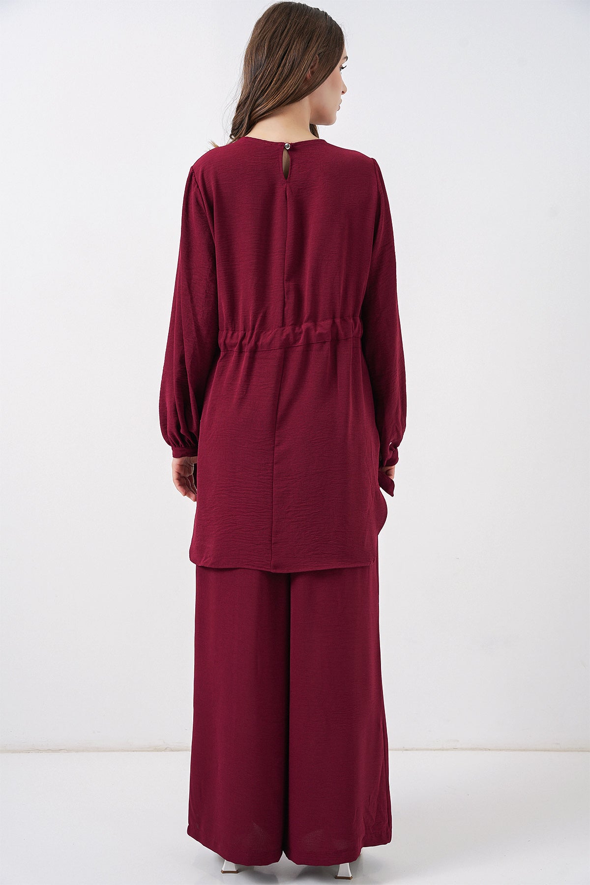 Kadın Uzun Tunik Pantolon İkili Takım 6719 - Bordo