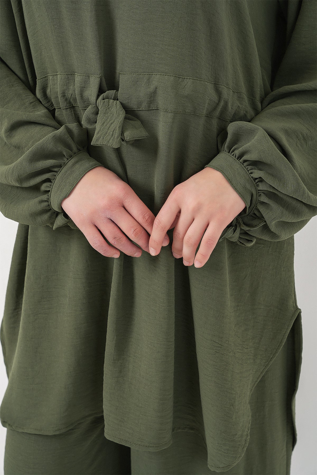 Kadın Uzun Tunik Pantolon İkili Takım 6719 - Haki