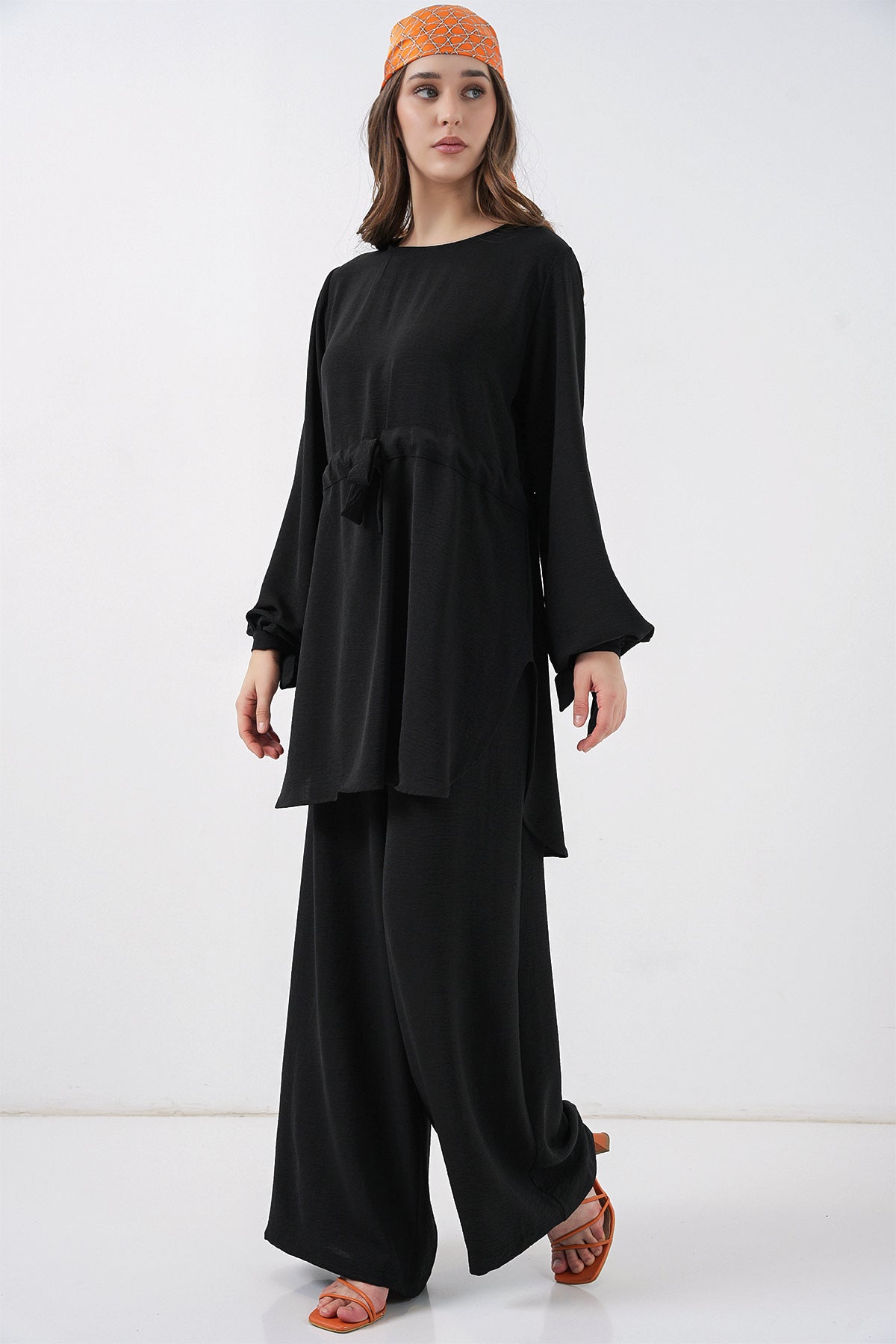 Kadın Uzun Tunik Pantolon İkili Takım 6719 - Siyah