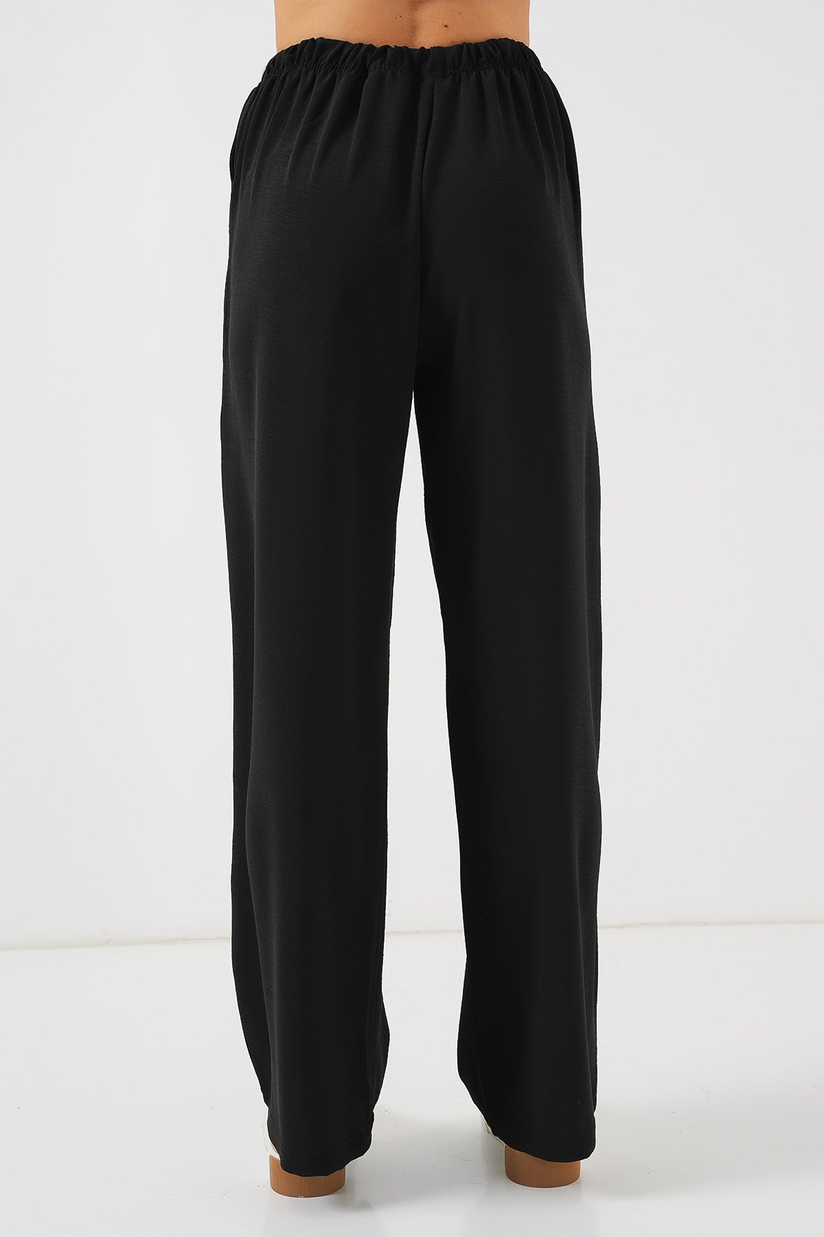 Kadın Yüksek Bel Bol Paça Pantolon - Siyah