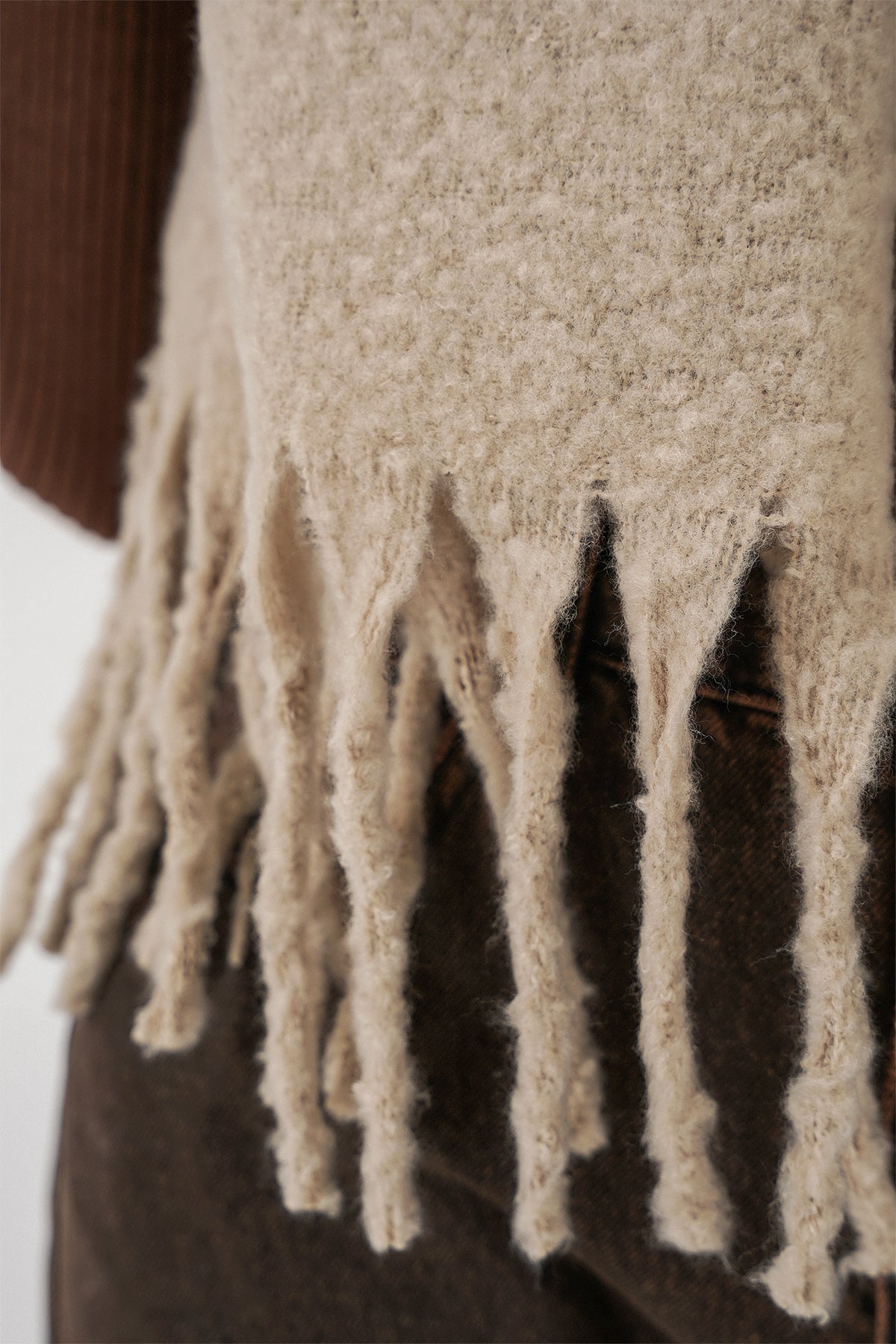 Kadın Yumuşak Dokulu Kalın Şal Atkı 15951 - A.Bej