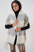Kadın Yumuşak Dokulu Kalın Şal Atkı 15951 - A.Gri