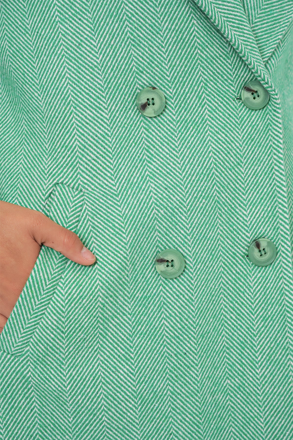 Yeşil Oversize Geniş Kesim Yünlü Uzun Kaşe Kaban 9113